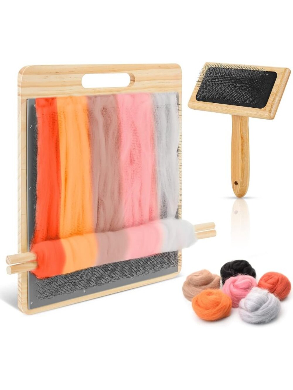 4 Pcs Wool Blending Board Carding Brush Set - Felting Tools for Crafting & DIY